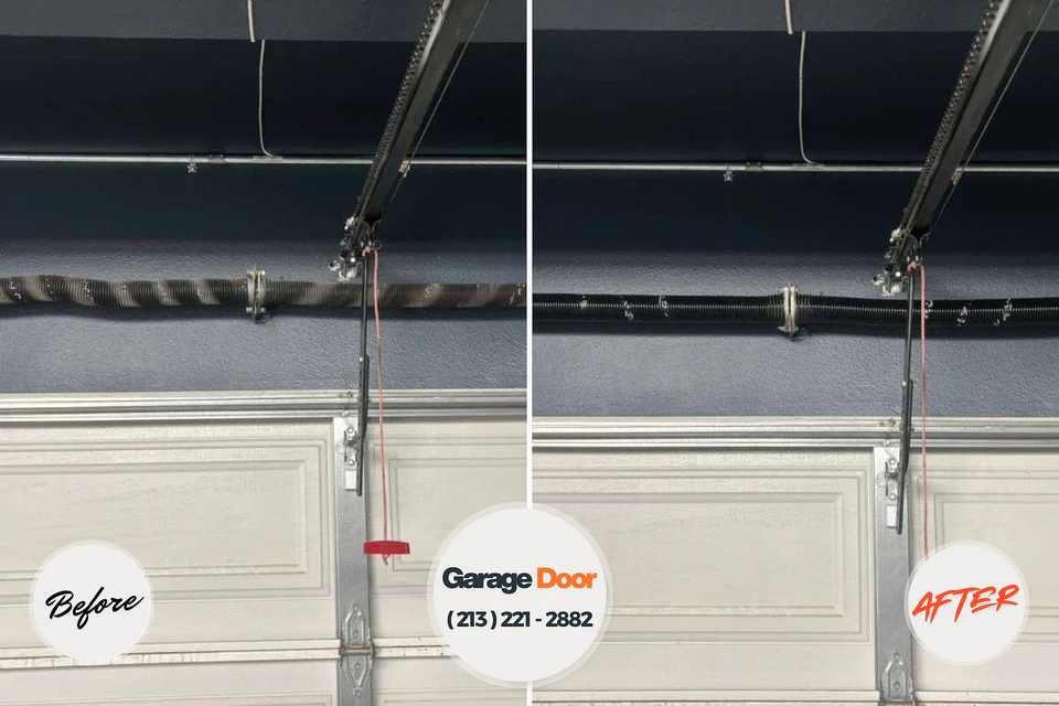 Before and after: garage door repair Flora, MS